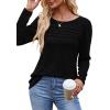 imageOFEEFAN Long Sleeve Shirts for Women Fall Fashion 2025 Dressy Casual Blouses Trendy Pleated Tunic Tops for LeggingsBlack