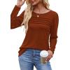 imageOFEEFAN Long Sleeve Shirts for Women Fall Fashion 2025 Dressy Casual Blouses Trendy Pleated Tunic Tops for LeggingsCaramel