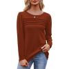 imageOFEEFAN Long Sleeve Shirts for Women Fall Fashion 2025 Dressy Casual Blouses Trendy Pleated Tunic Tops for LeggingsCaramel