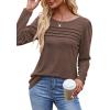 imageOFEEFAN Long Sleeve Shirts for Women Fall Fashion 2025 Dressy Casual Blouses Trendy Pleated Tunic Tops for LeggingsCoffee