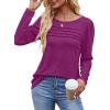 imageOFEEFAN Long Sleeve Shirts for Women Fall Fashion 2025 Dressy Casual Blouses Trendy Pleated Tunic Tops for LeggingsDark Fuschia