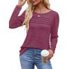 imageOFEEFAN Long Sleeve Shirts for Women Fall Fashion 2025 Dressy Casual Blouses Trendy Pleated Tunic Tops for LeggingsDusty Red