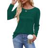 imageOFEEFAN Long Sleeve Shirts for Women Fall Fashion 2025 Dressy Casual Blouses Trendy Pleated Tunic Tops for LeggingsGreen