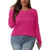 imageOFEEFAN Long Sleeve Shirts for Women Fall Fashion 2025 Dressy Casual Blouses Trendy Pleated Tunic Tops for LeggingsHot Pink