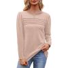 imageOFEEFAN Long Sleeve Shirts for Women Fall Fashion 2025 Dressy Casual Blouses Trendy Pleated Tunic Tops for LeggingsKhaki