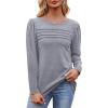 imageOFEEFAN Long Sleeve Shirts for Women Fall Fashion 2025 Dressy Casual Blouses Trendy Pleated Tunic Tops for LeggingsLight Grey