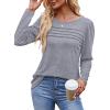 imageOFEEFAN Long Sleeve Shirts for Women Fall Fashion 2025 Dressy Casual Blouses Trendy Pleated Tunic Tops for LeggingsLight Grey