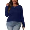 imageOFEEFAN Long Sleeve Shirts for Women Fall Fashion 2025 Dressy Casual Blouses Trendy Pleated Tunic Tops for LeggingsNavy
