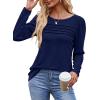 imageOFEEFAN Long Sleeve Shirts for Women Fall Fashion 2025 Dressy Casual Blouses Trendy Pleated Tunic Tops for LeggingsNavy
