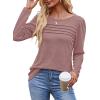 imageOFEEFAN Long Sleeve Shirts for Women Fall Fashion 2025 Dressy Casual Blouses Trendy Pleated Tunic Tops for LeggingsNutmeg