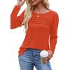 imageOFEEFAN Long Sleeve Shirts for Women Fall Fashion 2025 Dressy Casual Blouses Trendy Pleated Tunic Tops for LeggingsOrange