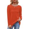 imageOFEEFAN Long Sleeve Shirts for Women Fall Fashion 2025 Dressy Casual Blouses Trendy Pleated Tunic Tops for LeggingsOrange