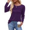 imageOFEEFAN Long Sleeve Shirts for Women Fall Fashion 2025 Dressy Casual Blouses Trendy Pleated Tunic Tops for LeggingsPurple