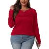 imageOFEEFAN Long Sleeve Shirts for Women Fall Fashion 2025 Dressy Casual Blouses Trendy Pleated Tunic Tops for LeggingsRed