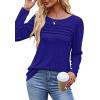 imageOFEEFAN Long Sleeve Shirts for Women Fall Fashion 2025 Dressy Casual Blouses Trendy Pleated Tunic Tops for LeggingsRoyal Blue