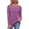 imageOFEEFAN Long Sleeve Shirts for Women Fall Fashion 2025 Dressy Casual Blouses Trendy Pleated Tunic Tops for LeggingsTaro