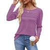 imageOFEEFAN Long Sleeve Shirts for Women Fall Fashion 2025 Dressy Casual Blouses Trendy Pleated Tunic Tops for LeggingsTaro