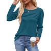 imageOFEEFAN Long Sleeve Shirts for Women Fall Fashion 2025 Dressy Casual Blouses Trendy Pleated Tunic Tops for LeggingsTeal