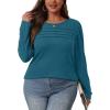 imageOFEEFAN Long Sleeve Shirts for Women Fall Fashion 2025 Dressy Casual Blouses Trendy Pleated Tunic Tops for LeggingsTeal