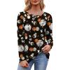 imageOFEEFAN Long Sleeve Shirts for Women Fall Fashion 2025 Dressy Casual Blouses Trendy Pleated Tunic Tops for LeggingsUhalloween Print