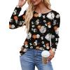 imageOFEEFAN Long Sleeve Shirts for Women Fall Fashion 2025 Dressy Casual Blouses Trendy Pleated Tunic Tops for LeggingsUhalloween Print