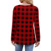 imageOFEEFAN Long Sleeve Shirts for Women Fall Fashion 2025 Dressy Casual Blouses Trendy Pleated Tunic Tops for LeggingsUplaid Black Red