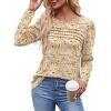 imageOFEEFAN Long Sleeve Shirts for Women Fall Fashion 2025 Dressy Casual Blouses Trendy Pleated Tunic Tops for LeggingsZfloral Beige