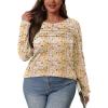 imageOFEEFAN Long Sleeve Shirts for Women Fall Fashion 2025 Dressy Casual Blouses Trendy Pleated Tunic Tops for LeggingsZfloral Beige