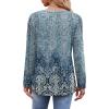 imageOFEEFAN Long Sleeve Shirts for Women Fall Fashion 2025 Dressy Casual Blouses Trendy Pleated Tunic Tops for LeggingsZfloral Beige Blue