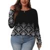 imageOFEEFAN Long Sleeve Shirts for Women Fall Fashion 2025 Dressy Casual Blouses Trendy Pleated Tunic Tops for LeggingsZfloral Black