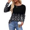 imageOFEEFAN Long Sleeve Shirts for Women Fall Fashion 2025 Dressy Casual Blouses Trendy Pleated Tunic Tops for LeggingsZfloral Black