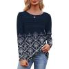 imageOFEEFAN Long Sleeve Shirts for Women Fall Fashion 2025 Dressy Casual Blouses Trendy Pleated Tunic Tops for LeggingsZfloral Navy