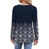 imageOFEEFAN Long Sleeve Shirts for Women Fall Fashion 2025 Dressy Casual Blouses Trendy Pleated Tunic Tops for LeggingsZfloral Navy