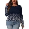 imageOFEEFAN Long Sleeve Shirts for Women Fall Fashion 2025 Dressy Casual Blouses Trendy Pleated Tunic Tops for LeggingsZfloral Navy