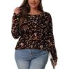 imageOFEEFAN Long Sleeve Shirts for Women Fall Fashion 2025 Dressy Casual Blouses Trendy Pleated Tunic Tops for LeggingsZfloral Orange