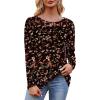 imageOFEEFAN Long Sleeve Shirts for Women Fall Fashion 2025 Dressy Casual Blouses Trendy Pleated Tunic Tops for LeggingsZfloral Orange