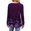 imageOFEEFAN Long Sleeve Shirts for Women Fall Fashion 2025 Dressy Casual Blouses Trendy Pleated Tunic Tops for LeggingsZfloral Purple