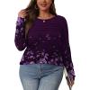 imageOFEEFAN Long Sleeve Shirts for Women Fall Fashion 2025 Dressy Casual Blouses Trendy Pleated Tunic Tops for LeggingsZfloral Purple