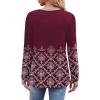 imageOFEEFAN Long Sleeve Shirts for Women Fall Fashion 2025 Dressy Casual Blouses Trendy Pleated Tunic Tops for LeggingsZfloral Wine