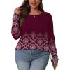 imageOFEEFAN Long Sleeve Shirts for Women Fall Fashion 2025 Dressy Casual Blouses Trendy Pleated Tunic Tops for LeggingsZfloral Wine