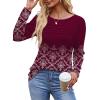 imageOFEEFAN Long Sleeve Shirts for Women Fall Fashion 2025 Dressy Casual Blouses Trendy Pleated Tunic Tops for LeggingsZfloral Wine