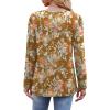 imageOFEEFAN Long Sleeve Shirts for Women Fall Fashion 2025 Dressy Casual Blouses Trendy Pleated Tunic Tops for LeggingsZfloral Yellow Brown