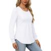 imageOFEEFAN Long Sleeve Shirts for Women Fall Tops Dressy Casual Blouses Pleated Scooped Neck Tunic Tops for Leggings0white