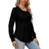 imageOFEEFAN Long Sleeve Shirts for Women Fall Tops Dressy Casual Blouses Pleated Scooped Neck Tunic Tops for Leggings1black