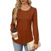 imageOFEEFAN Long Sleeve Shirts for Women Fall Tops Dressy Casual Blouses Pleated Scooped Neck Tunic Tops for Leggings1caramel