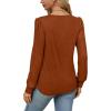 imageOFEEFAN Long Sleeve Shirts for Women Fall Tops Dressy Casual Blouses Pleated Scooped Neck Tunic Tops for Leggings1caramel