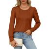 imageOFEEFAN Long Sleeve Shirts for Women Fall Tops Dressy Casual Blouses Pleated Scooped Neck Tunic Tops for Leggings1caramel