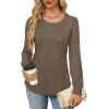 imageOFEEFAN Long Sleeve Shirts for Women Fall Tops Dressy Casual Blouses Pleated Scooped Neck Tunic Tops for Leggings1coffee