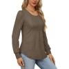 imageOFEEFAN Long Sleeve Shirts for Women Fall Tops Dressy Casual Blouses Pleated Scooped Neck Tunic Tops for Leggings1coffee