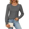 imageOFEEFAN Long Sleeve Shirts for Women Fall Tops Dressy Casual Blouses Pleated Scooped Neck Tunic Tops for Leggings1dark Grey